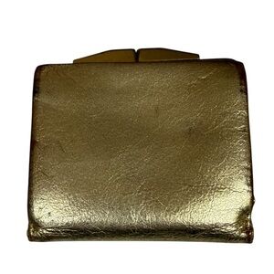 Solar West Germany Vintage Kiss Lock Gold Leather Womens Wallet Change Purse